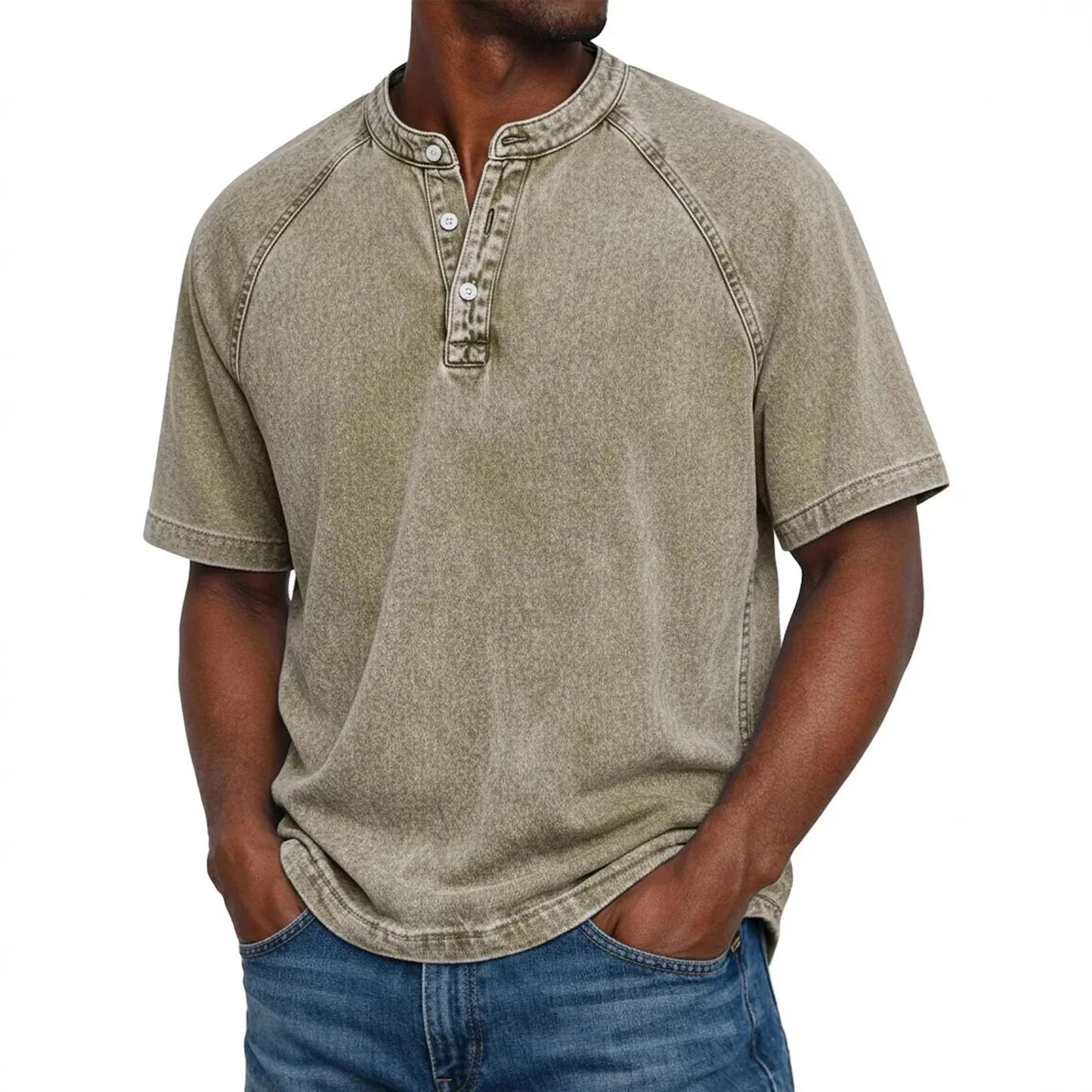 DIEGO | Camiseta Henley Vintage de Hombre