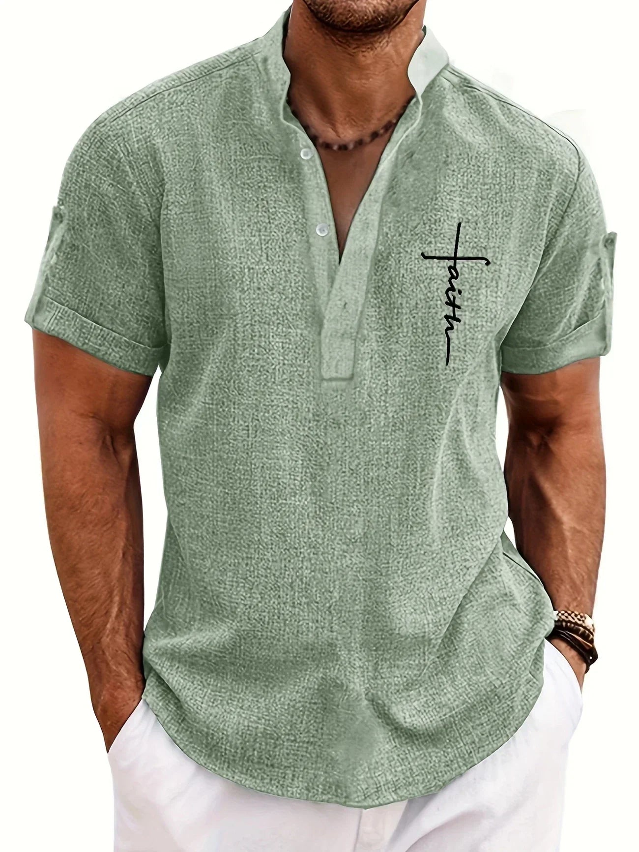 ORIENNE™ | Camisa Elegante de Manga Corta con Cuello Alto