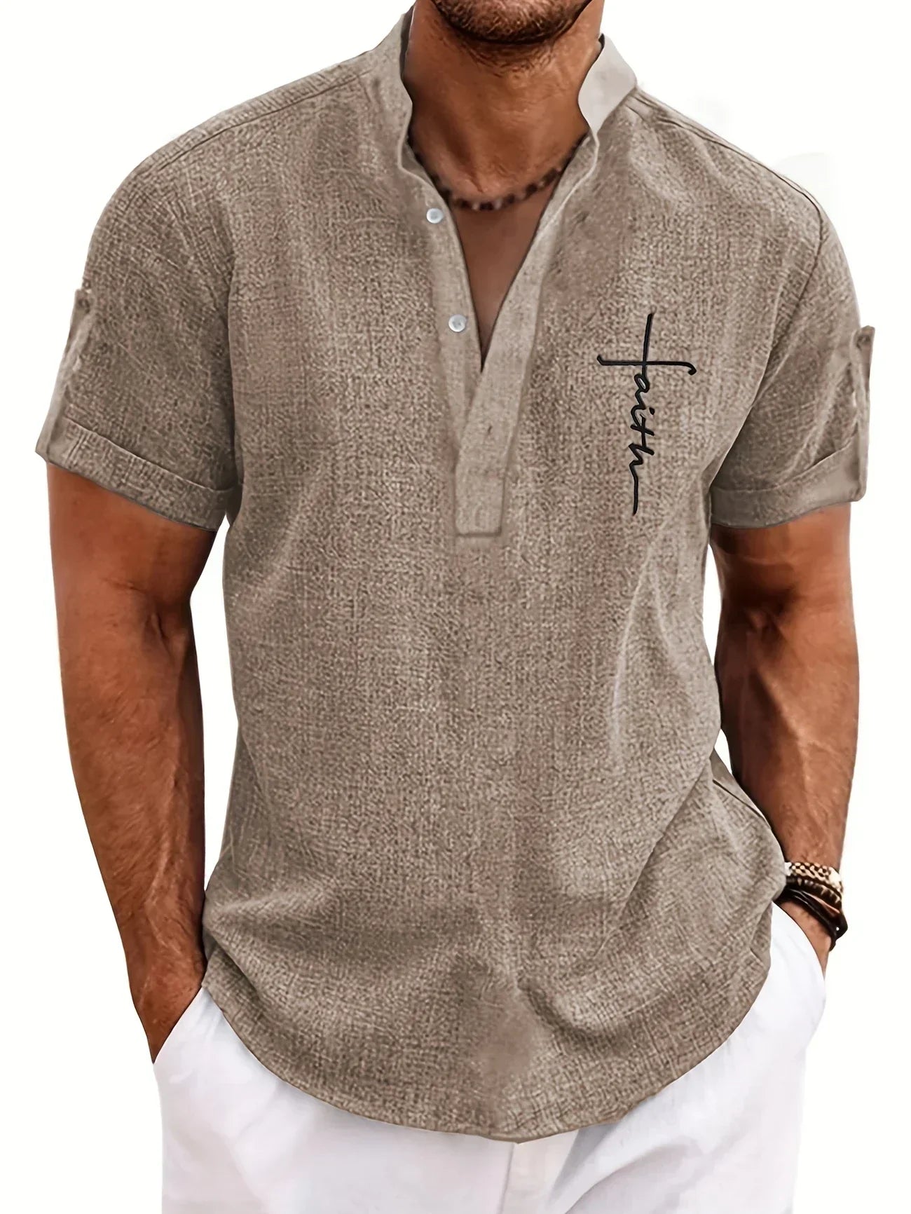 ORIENNE™ | Camisa Elegante de Manga Corta con Cuello Alto