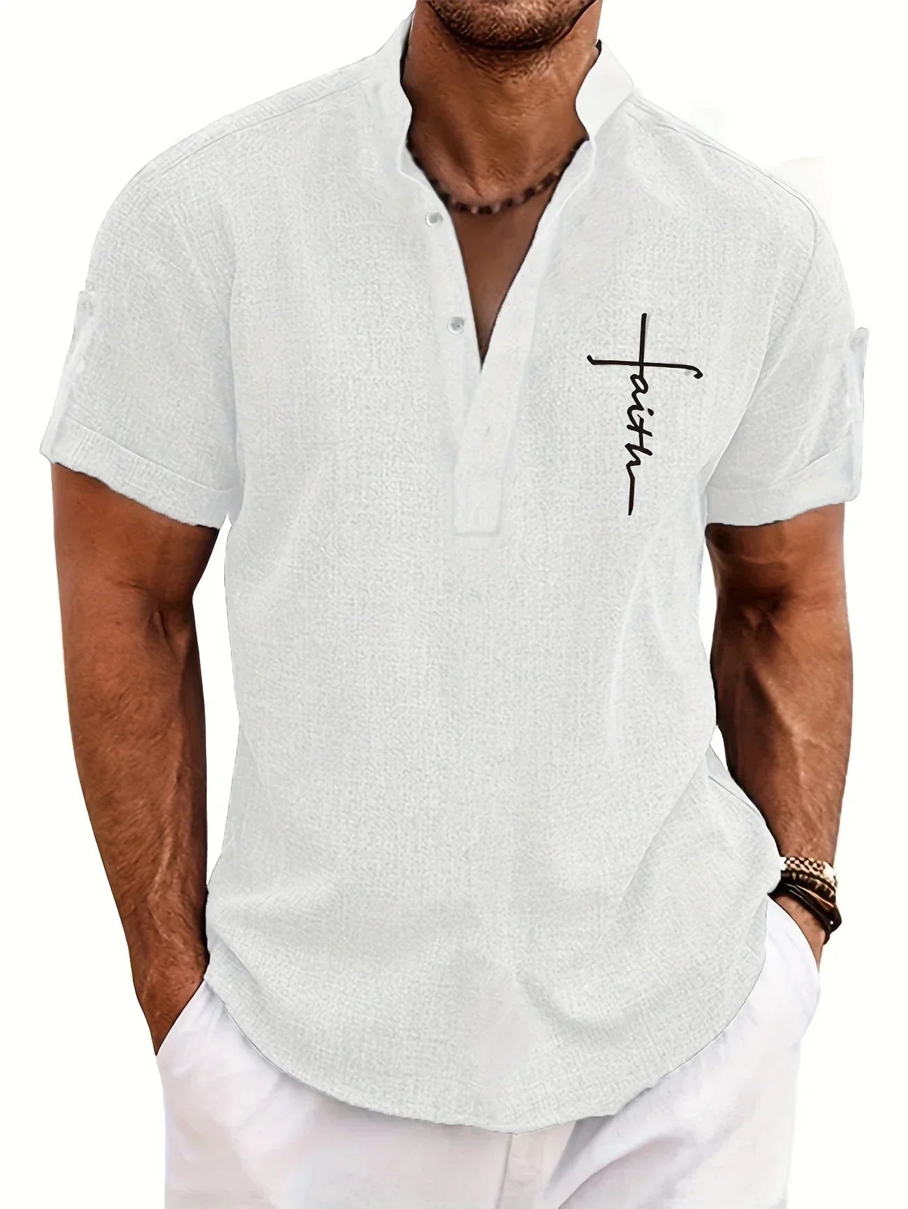 ORIENNE™ | Camisa Elegante de Manga Corta con Cuello Alto