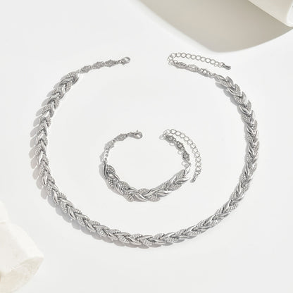 STELLA | Collar Cadena Espiga con Circonitas en Plata