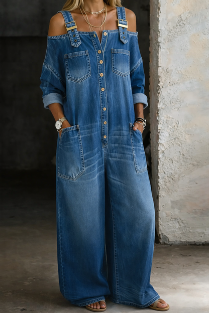 CAMILA | Mono Denim Hombros Descubiertos