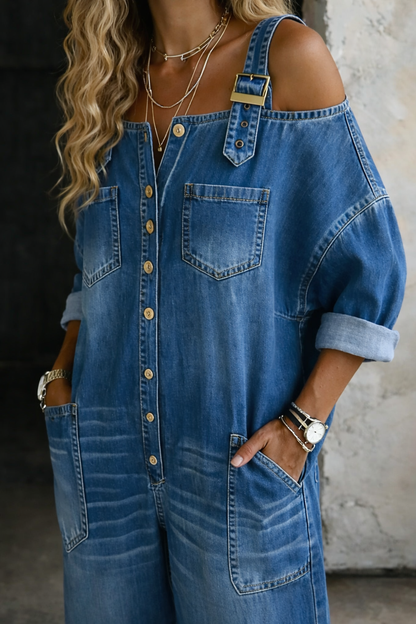 CAMILA | Mono Denim Hombros Descubiertos