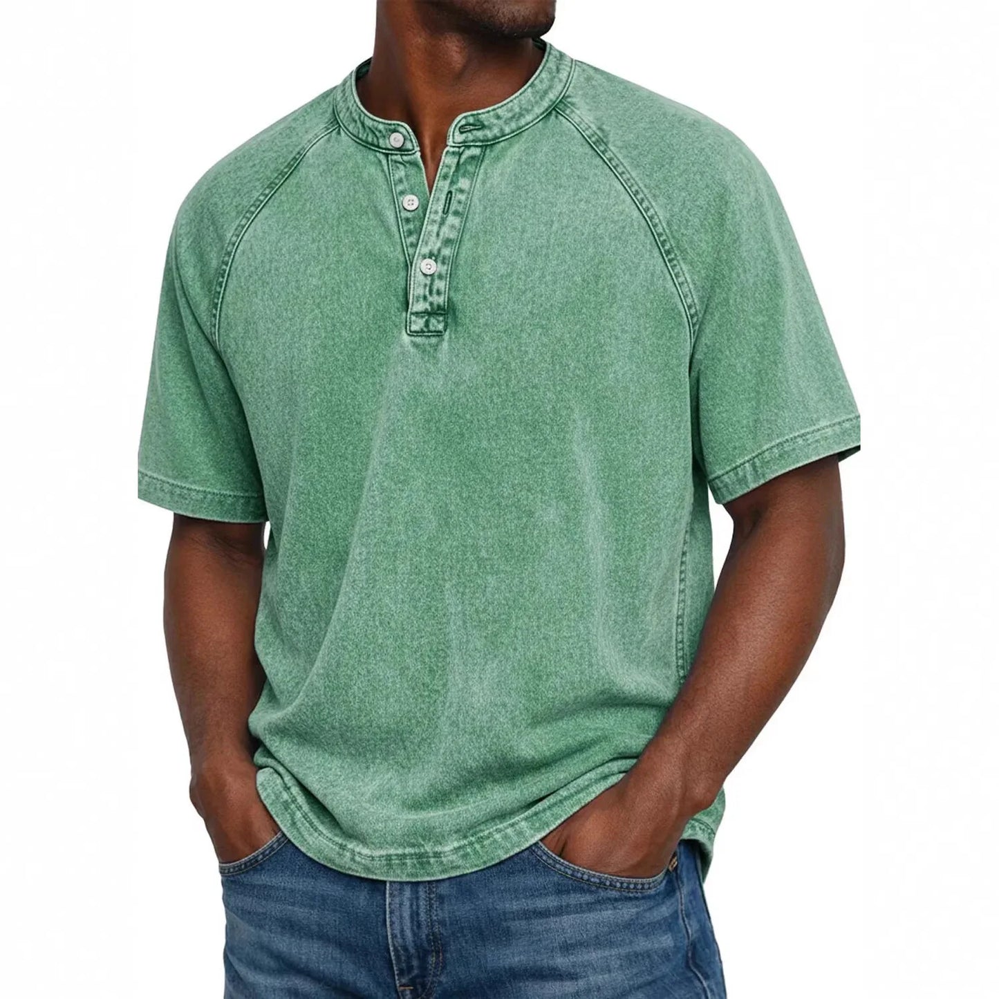 DIEGO | Camiseta Henley Vintage de Hombre