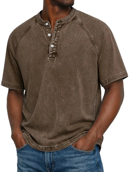 DIEGO | Camiseta Henley Vintage de Hombre