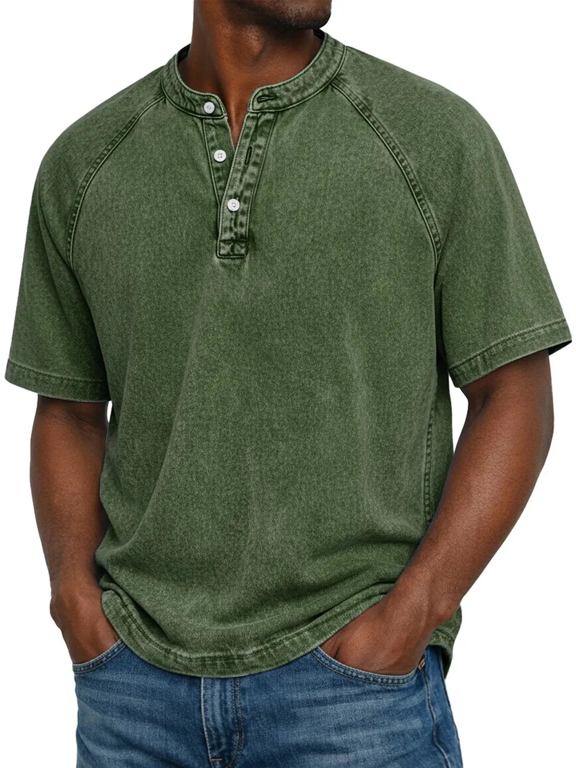 DIEGO | Camiseta Henley Vintage de Hombre