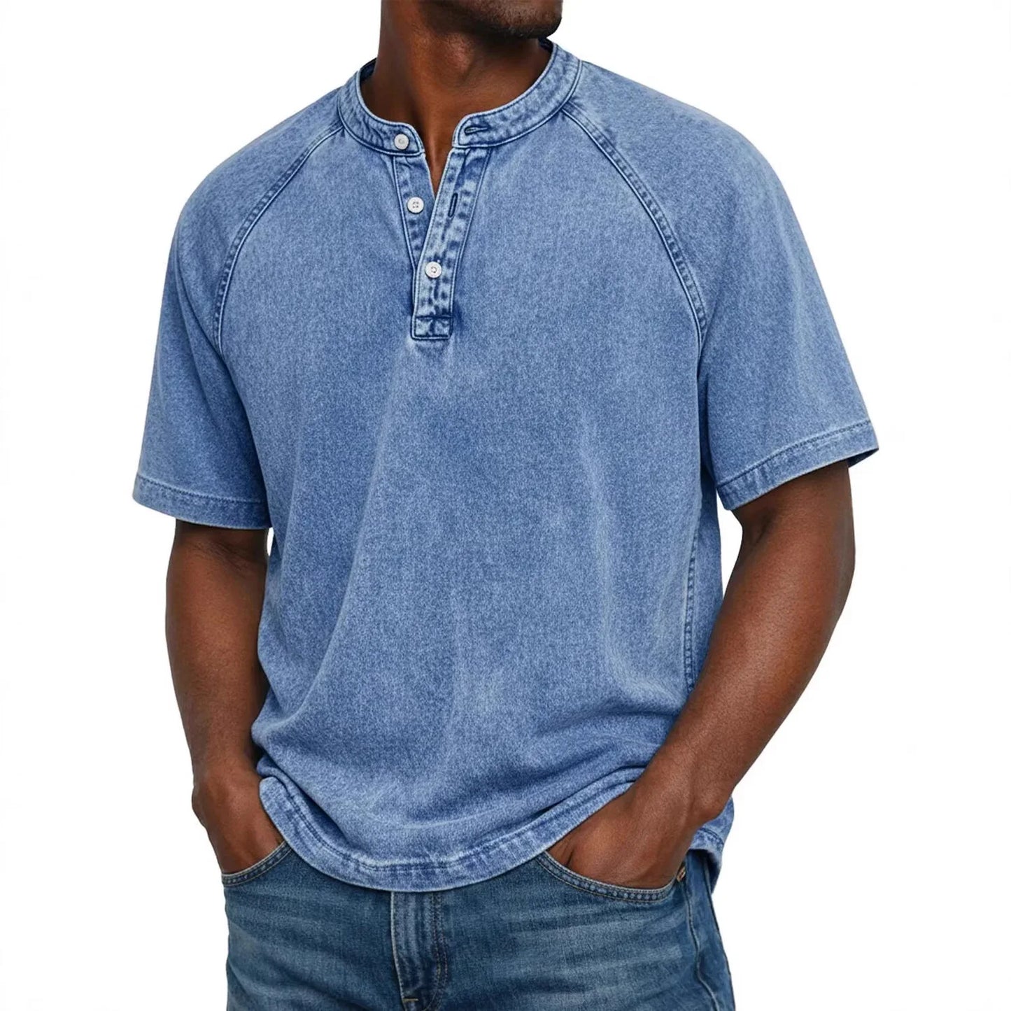 DIEGO | Camiseta Henley Vintage de Hombre