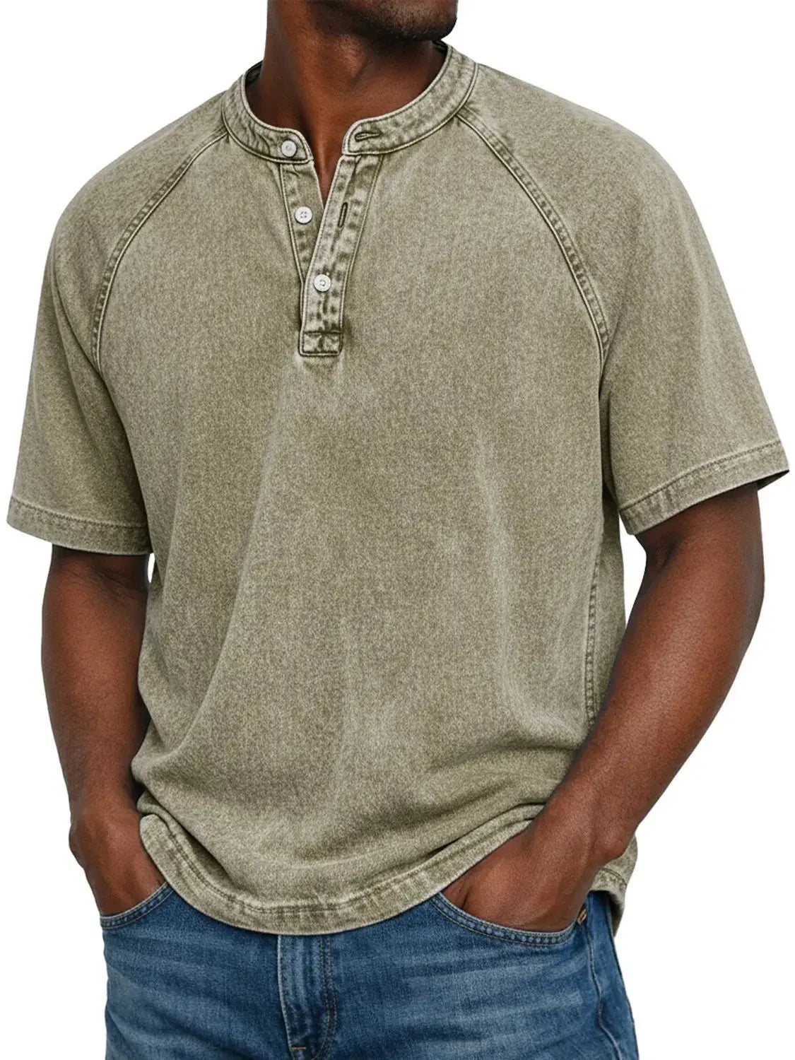 DIEGO | Camiseta Henley Vintage de Hombre