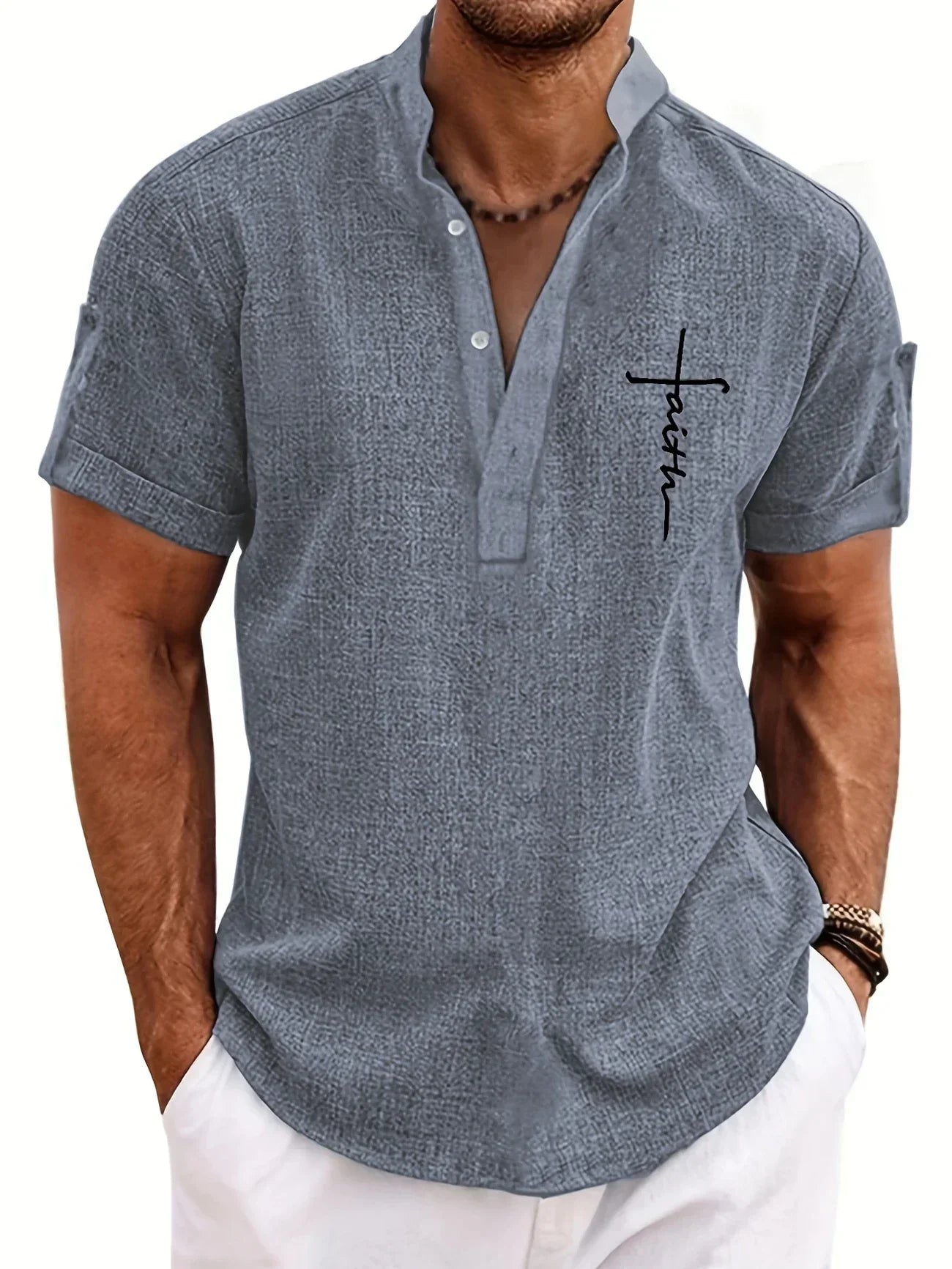 ORIENNE™ | Camisa Elegante de Manga Corta con Cuello Alto
